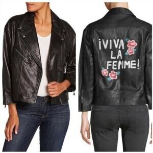 NEW Joie Soft Crinkled Black Leather Jacket Viva La Femme Size S NWT